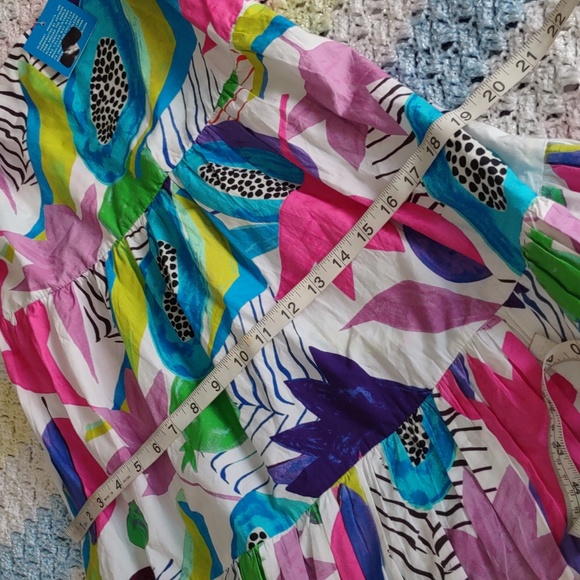 NWT Oliphant Small Square Neck Smocked Bubble Hem Puff Sleeve Mini Dress - Picture 10 of 14